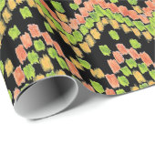 Colorful Ethnic Ikat Pattern on Black Cadeaupapier (Rol Hoek)