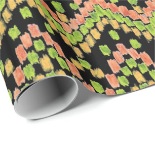 Colorful Ethnic Ikat Pattern on Black Cadeaupapier