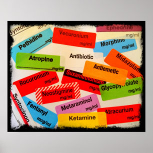 COLORFUL ETIKETTEN GRUNGE GRORDER POSTER