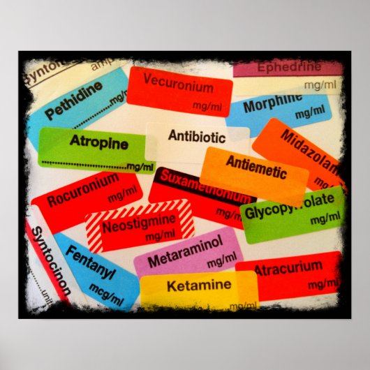 COLORFUL ETIKETTEN GRUNGE GRORDER POSTER (Voorkant)