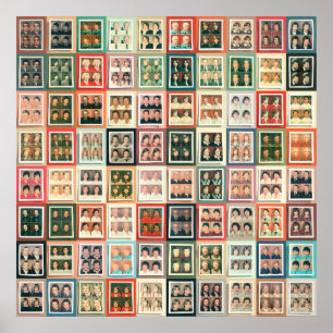Colorful European Polacolor Portrets Grid Poster