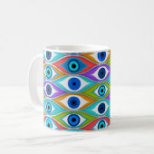 Colorful Evil Eye protection pattern Koffiemok (Voorkant links)