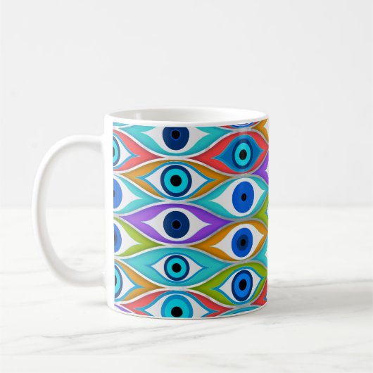 Colorful Evil Eye protection pattern Koffiemok (Links)