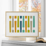 Colorful Exclamation Points Geometric Mid Century Poster<br><div class="desc">Dit geweldige moderne poster uit de midden eeuw biedt stapelmogelijkheden in de kleuren van turkooisblauw,  oranje,  tan,  avocado groen,  blauw en zwart. Voeg dat beetje funky toe dat je decor nodig heeft.</div>