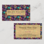 Colorful Exotic Flowers Gold Accents Visitekaartje (Voorkant / Achterkant)