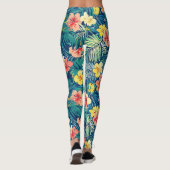 Colorful Exotic Flowers Patroon Leggings (Achterkant)