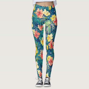 Colorful Exotic Flowers Patroon Leggings