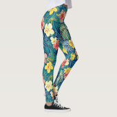 Colorful Exotic Flowers Patroon Leggings (Rechts)