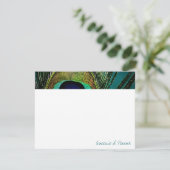 Colorful Exotic Peacock Feather Foto Elegant Chic Bedankkaart (Staand voorkant)