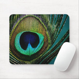 Colorful Exotic Peacock Feather Moderne Photograph Muismat
