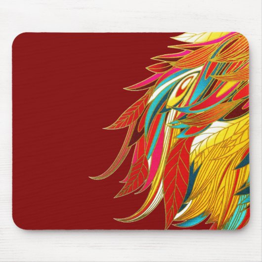 Colorful Exotic Tribal Feathers Red Muismat (Voorkant)
