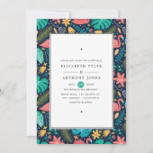 Colorful Exotic Tropical Flamingo Wedding Kaart (Voorkant)