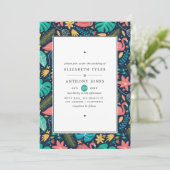 Colorful Exotic Tropical Flamingo Wedding Kaart (Staand voorkant)