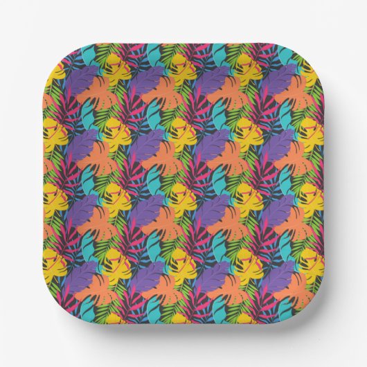 Colorful Exotic Tropical Leaves Pattern-23190 Papieren Bordje (Voorkant)
