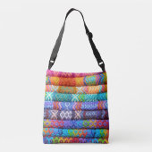 Colorful Fabric Pattern Boho Crossbody Tas (Achterkant)