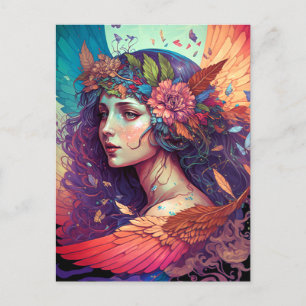 Colorful Fairy Angel Wings Fantasy Art Briefkaart