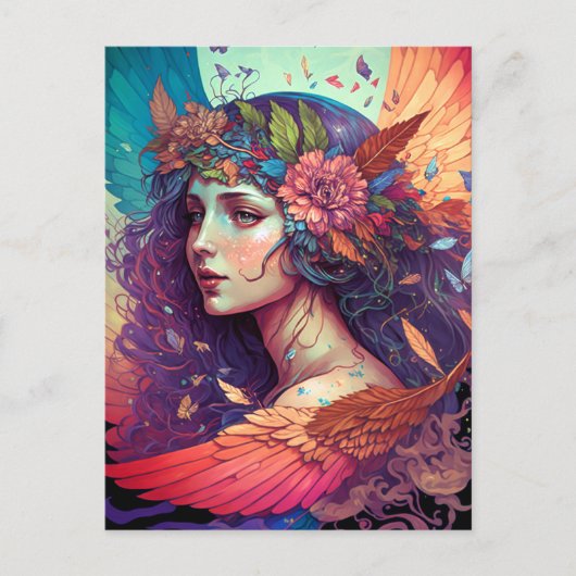 Colorful Fairy Angel Wings Fantasy Art Briefkaart (Voorkant)