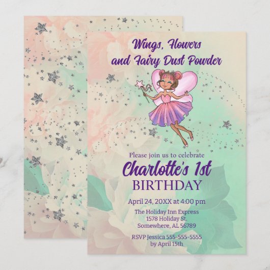 Colorful Fairy Birthday Kaart (Voorkant / Achterkant)