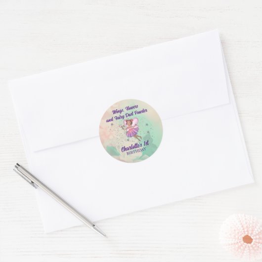 Colorful Fairy Birthday Ronde Sticker (Envelop)