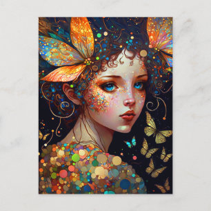 Colorful Fairy Butterflies Fantasy Art Briefkaart