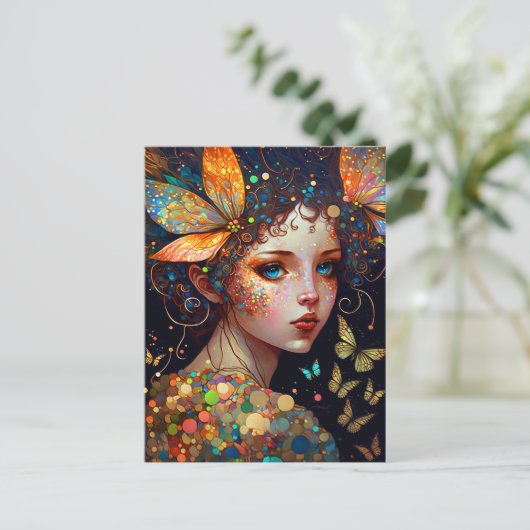 Colorful Fairy Butterflies Fantasy Art Briefkaart (Staand voorkant)