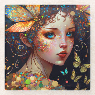 Colorful Fairy Butterflies Fantasy Art Glazen Onderzetter
