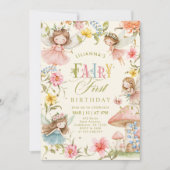 Colorful Fairy First Birthday Enchanted garden Kaart (Voorkant)