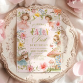 Colorful Fairy First Birthday Enchanted garden Kaart
