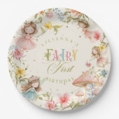 Colorful Fairy First Birthday Enchanted garden Papieren Bordje (Voorkant)