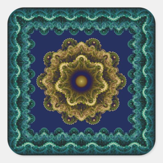 Colorful fairy fractal decoration vierkante sticker (Voorkant)