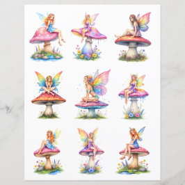 Colorful Fairy Scrapbook Paper Cutouts