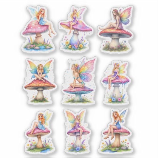 Colorful Fairy Scrapbook Paper Cutouts Sticker (Voorkant)