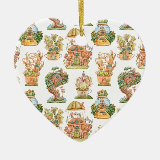 Colorful Fairy Tale Houses Pattern Keramisch Ornament (Voorkant)