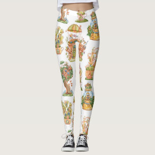 Colorful Fairy Tale Houses Pattern Leggings