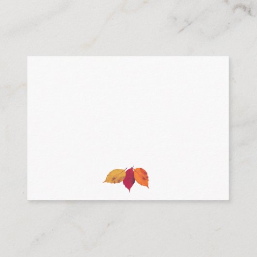Colorful Fall Leaves Weddenschap Details Informatiekaartje (Achterkant)