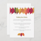Colorful Fall Leaves Weddenschap Details Informatiekaartje (Voorkant / Achterkant)
