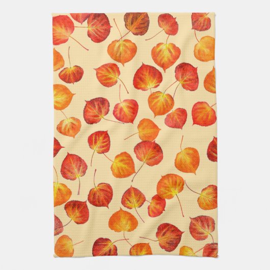 Colorful Fall Quaking Aspen Leaves Theedoek (Verticaal)
