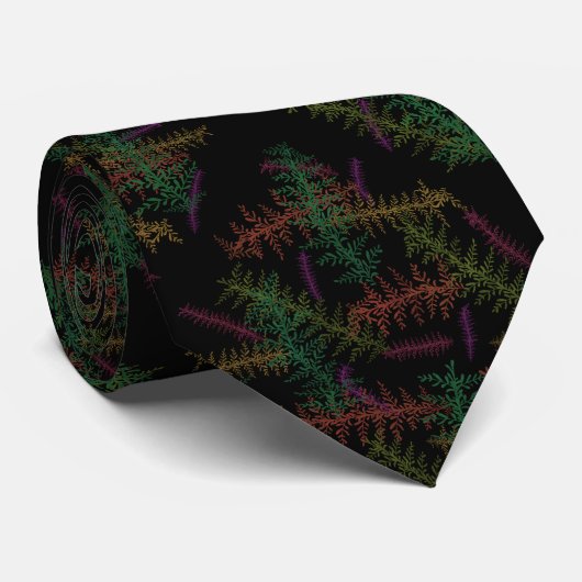 Colorful Fallen Leafy Repeating Pattern On Black   Stropdas (Opgerold)