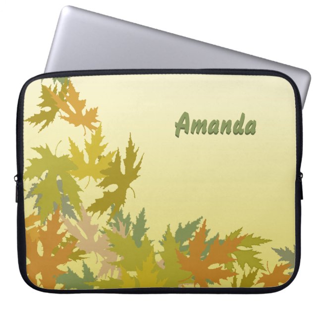 Colorful Falling Autumn Leaves Laptop Sleeve (Voorkant)