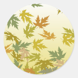 Colorful Falling Autumn Leaves Ronde Sticker