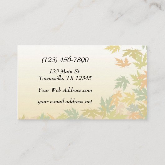 Colorful Falling Autumn Leaves Visitekaartje (Achterkant)