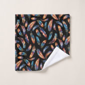 Colorful Falling Feather Art - Boho Graphic Print Bad Handdoek (Wasdoekje)