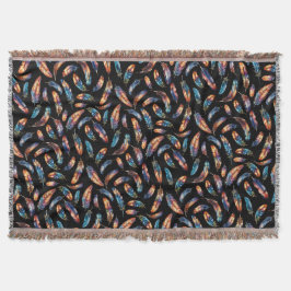 Colorful Falling Feather Art - Boho Graphic Print Deken