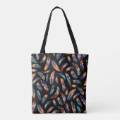 Colorful Falling Feather Art - Boho Graphic Print Tote Bag (Achterkant)