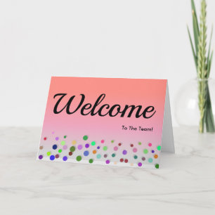 Colorful Falling Sparkles Polka Dots Welcome Card Kaart