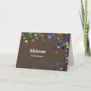 Colorful Falling Sparkles Polka Dots Welcome Card Kaart