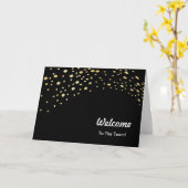 Colorful Falling Sparkles Polka Dots Welcome Card Kaart (Gele Bloem)