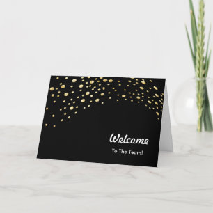 Colorful Falling Sparkles Polka Dots Welcome Card Kaart