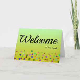 Colorful Falling Sparkles Polka Dots Welcome Card Kaart