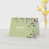 Colorful Falling Sparkles Polka Dots Welcome Card Kaart (Gele Bloem)